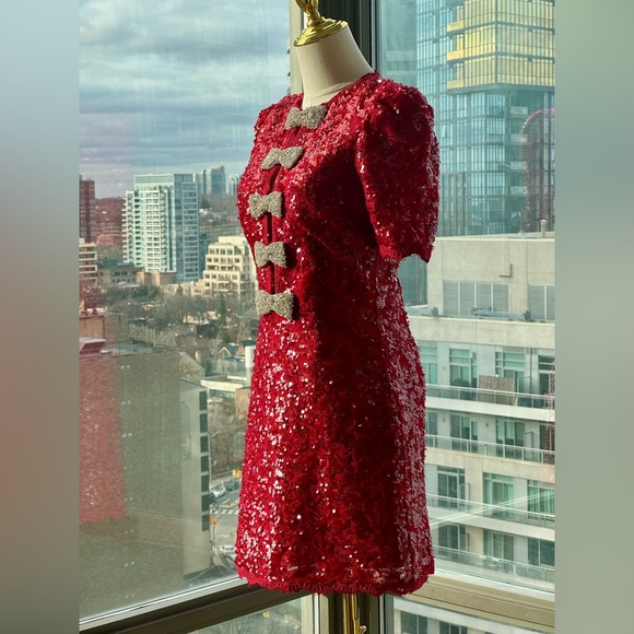 🆕 REBECCA VALLANCE 🧿 NWOT x Nicky Hilton Leyla Short Sleeve Mini Dress, Sz US2 - Picture 10 of 17